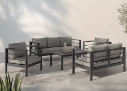 KONIFERA Gartenlounge-Set »»New Jersey«« Set, 1x 3er Sofa, 1x 2er Sofa,2 Sessel, Tisch 62x110x41 cm, 19 Stk. tlg. inkl. Auflagen, Tischplatte aus Nonwood
