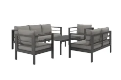 KONIFERA Gartenlounge-Set »»New Jersey«« Set, 1x 3er Sofa, 1x 2er Sofa,2 Sessel, Tisch 62x110x41 cm, 19 Stk. tlg. inkl. Auflagen, Tischplatte aus Nonwood