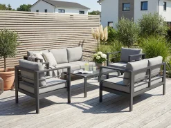 KONIFERA Gartenlounge-Set »»New Jersey«« Set, 1x 3er Sofa, 1x 2er Sofa,2 Sessel, Tisch 62x110x41 cm, 19 Stk. tlg. inkl. Auflagen, Tischplatte aus Nonwood