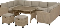 KONIFERA Gartenlounge-Set »Rotterdam« Set, 3x 3er Sofa, 2x Hocker, 1x Tisch 120x82x67cm, inkl. Auflagen, 20 Stk. tlg. Polyrattan, Stahl, Tischplatte aus Nonwood,