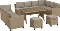 KONIFERA Gartenlounge-Set »Rotterdam« Set, 3x 3er Sofa, 2x Hocker, 1x Tisch 120x82x67cm, inkl. Auflagen, 20 Stk. tlg. Polyrattan, Stahl, Tischplatte aus Nonwood,