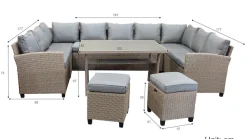 KONIFERA Gartenlounge-Set »Rotterdam« Set, 3x 3er Sofa, 2x Hocker, 1x Tisch 120x82x67cm, inkl. Auflagen, 20 Stk. tlg. Polyrattan, Stahl, Tischplatte aus Nonwood,