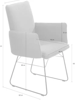 K+W Komfort & Wohnen Armlehnstuhl () 1 Stk.Drahtkufengestell in Metall schwarz, Griff am Rücken, Steppung im Sitz