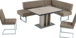 K+W Komfort & Wohnen Eckbankgruppe »Spider II« Set, 4 Stk. tlg. langer Schenkel 227cm, 2 Freischwinger, Auszugstisch in Breite 130 cm
