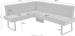 K+W Komfort & Wohnen Eckbank 1 Stk. tlg. Polstereckbank in Spitzkissenoptik, Sitz und Rücken gesteppt