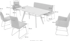 K+W Komfort & Wohnen Essgruppe »Giacomo IV« 6 Stk. tlg. Polsterbank in 2 Größen, 2 Kufenstühle, 2 Armlehnenstühle und 1 Tisch