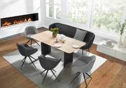 K+W Komfort & Wohnen Essgruppe »ZOOM« abgerundete Essgruppe in Materialmix, Solobank, 4 Sesseln und 1 Tisch