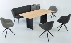 K+W Komfort & Wohnen Essgruppe »ZOOM« abgerundete Essgruppe in Materialmix, Solobank, 4 Sesseln und 1 Tisch