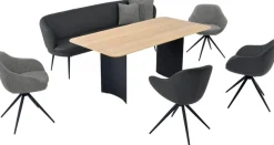 K+W Komfort & Wohnen Essgruppe »ZOOM« abgerundete Essgruppe in Materialmix, Solobank, 4 Sesseln und 1 Tisch
