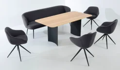 K+W Komfort & Wohnen Essgruppe »ZOOM« abgerundete Essgruppe mit Solobank, 4 Sesseln und 1 Tisch