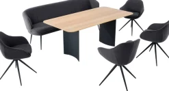K+W Komfort & Wohnen Essgruppe »ZOOM« abgerundete Essgruppe mit Solobank, 4 Sesseln und 1 Tisch