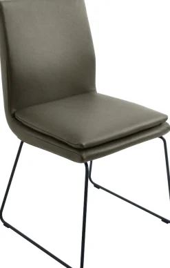 K+W Komfort & Wohnen Esszimmerstuhl »Creso Lederstuhl« () mit Sitzkissen und Rundrohrkufe in Metall schwarz Struktur