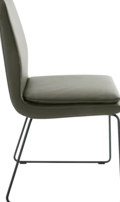 K+W Komfort & Wohnen Esszimmerstuhl »Creso Lederstuhl« () mit Sitzkissen und Rundrohrkufe in Metall schwarz Struktur