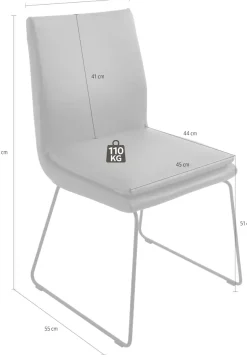 K+W Komfort & Wohnen Esszimmerstuhl »Creso Lederstuhl« () mit Sitzkissen und Rundrohrkufe in Metall schwarz Struktur