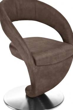 K+W Komfort & Wohnen Esszimmerstuhl »Wave, Drehstuhl, Polsterstuhl« () Design-Drehstuhl, Drehteller in Edelstahloptik