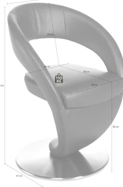 K+W Komfort & Wohnen Esszimmerstuhl »Wave, Drehstuhl, Polsterstuhl« () Design-Drehstuhl, Drehteller in Edelstahloptik