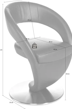 K+W Komfort & Wohnen Esszimmerstuhl »Wave, Drehstuhl« () Design-Drehstuhl, schwarzer Drehteller