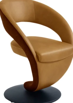 K+W Komfort & Wohnen Esszimmerstuhl »Wave, Drehstuhl, Polsterstuhl« () Design-Drehstuhl, Drehteller in Metall schwarz, Farbkombination