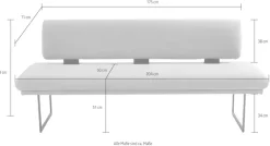 K+W Komfort & Wohnen Polsterbank »Longbeach« 1 Stk. tlg. mit Metallkufen in schwarz Struktur, in der Breite 204cm oder 224cm
