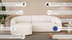 LeGer Home by Lena Gercke Ecksofa »YANI, L-Form, Designersofa, organische Form, Maße B/T/H: 255/170/81 cm« L-Form, Designersofa, organische Form, Maße B/T/H: 255/170/81 cm