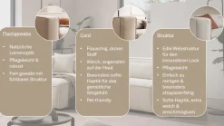 LeGer Home by Lena Gercke Ecksofa »PIARA Struktur u. Leinenoptik mit Kedernaht L-Form« wahlweise Ottomane rechts/links, schwarze Füße, bequemer Sitzkomfort
