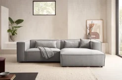 LeGer Home by Lena Gercke Ecksofa »PIARA Struktur u. Leinenoptik mit Kedernaht L-Form« wahlweise Ottomane rechts/links, schwarze Füße, bequemer Sitzkomfort