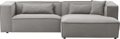 LeGer Home by Lena Gercke Ecksofa »PIARA Struktur u. Leinenoptik mit Kedernaht L-Form« wahlweise Ottomane rechts/links, schwarze Füße, bequemer Sitzkomfort