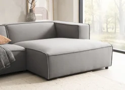 LeGer Home by Lena Gercke Ecksofa »PIARA Struktur u. Leinenoptik mit Kedernaht L-Form« wahlweise Ottomane rechts/links, schwarze Füße, bequemer Sitzkomfort