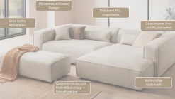 LeGer Home by Lena Gercke Ecksofa »PIARA XXL Cord, Big-Sofa, L-Form« wahlweise Ottomane rechts/links, Kedernaht, extra tiefe Sitzfläche