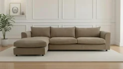 LeGer Home by Lena Gercke Ecksofa »Avelina« Breite 297 cm, in Cord- und Chenille- Stoff, Rückenkissen mit Federn