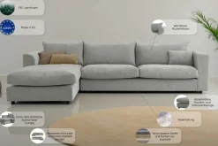 LeGer Home by Lena Gercke Ecksofa »Avelina« Breite 297 cm, in Cord- und Chenille- Stoff, Rückenkissen mit Federn