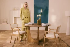 LeGer Home by Lena Gercke Esstisch »Zirella« massives Eschenholz, markantes Kreuzfuß-Design, Breite 120 cm