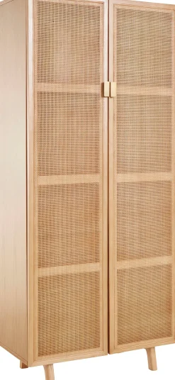 LeGer Home by Lena Gercke Highboard »Lina« Kommode, Melaminoberfläche,Mit Rattan Einsatz, 4 Innenfächer, teilmassiv