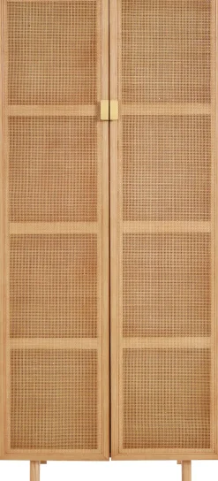LeGer Home by Lena Gercke Highboard »Lina« Kommode, Melaminoberfläche,Mit Rattan Einsatz, 4 Innenfächer, teilmassiv