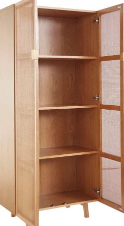 LeGer Home by Lena Gercke Highboard »Lina« Kommode, Melaminoberfläche,Mit Rattan Einsatz, 4 Innenfächer, teilmassiv