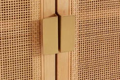 LeGer Home by Lena Gercke Highboard »Lina« Kommode, Melaminoberfläche,Mit Rattan Einsatz, 4 Innenfächer, teilmassiv