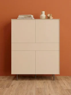 LeGer Home by Lena Gercke Highboard »Essentials, Sideboard, Kommode, Anrichte, Schrank, Stauraumschrank« Breite: 111 cm, UV lackiert, Push-to-open-Funktion