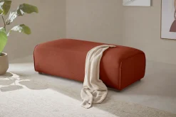 LeGer Home by Lena Gercke Hocker »PIARA, Struktur u. Leinenoptik, Polsterhocker mit Kedernaht« zur Serie PIARA, rechteckig, schwarze Füße, bequemer Sitzkomfort