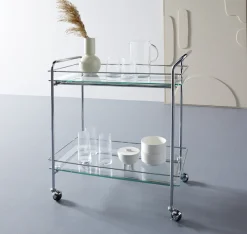 LeGer Home by Lena Gercke Rollwagen »Alimore« mit Glasablagen und Rollen, Modernes Design, Breite 75 cm, Höhe 80 cm