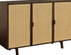 LeGer Home by Lena Gercke Sideboard »Lina« Sideboard, Melinoberflächen,Mit Rattan Einsatz, 4 Innenfächer, teilmassiv