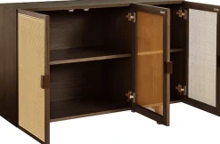 LeGer Home by Lena Gercke Sideboard »Lina« Sideboard, Melinoberflächen,Mit Rattan Einsatz, 4 Innenfächer, teilmassiv