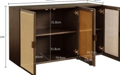 LeGer Home by Lena Gercke Sideboard »Lina« Sideboard, Melinoberflächen,Mit Rattan Einsatz, 4 Innenfächer, teilmassiv