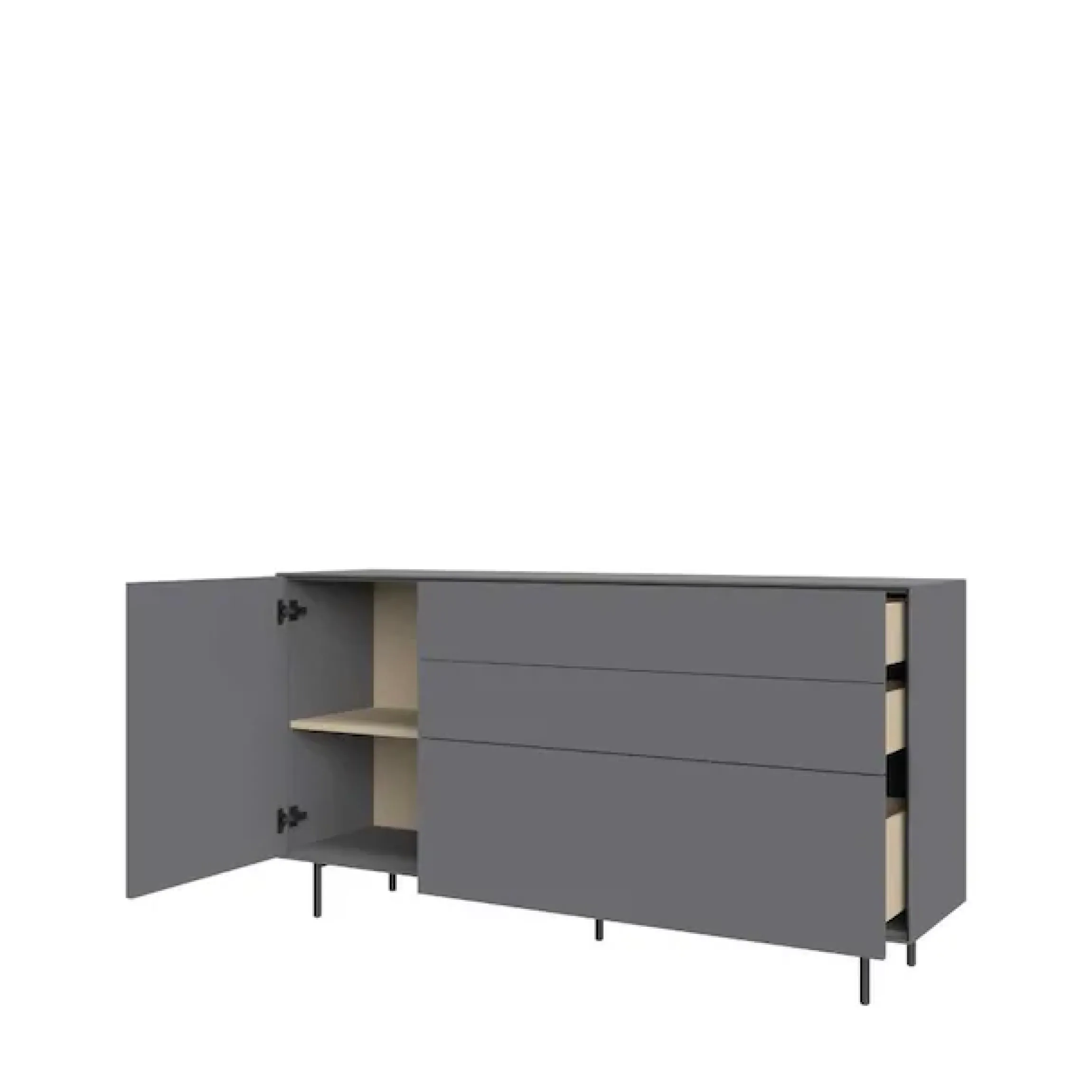 LeGer Home by Lena Gercke Sideboard »Essentials, Kommode, Anrichte, Kombikommode, Schrank mit Metallfüßen« Breite: 111 cm, UV lackiert, Push-to-open-Funktion