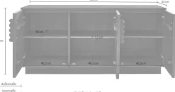 LeGer Home by Lena Gercke Sideboard »EMINA« Akazie Massivholz, 146cm Kommode, mit Soft-Close und Designgriffen