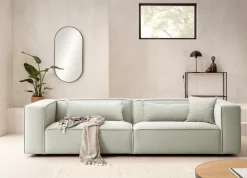LeGer Home by Lena Gercke 3-Sitzer »PIARA, Struktur u. Leinenoptik, Sofa mit Kedernaht« schwarze Füße, bequemer Sitzkomfort
