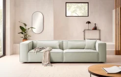 LeGer Home by Lena Gercke 3-Sitzer »PIARA, Struktur u. Leinenoptik, Sofa mit Kedernaht« schwarze Füße, bequemer Sitzkomfort