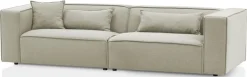 LeGer Home by Lena Gercke 3-Sitzer »PIARA, Struktur u. Leinenoptik, Sofa mit Kedernaht« schwarze Füße, bequemer Sitzkomfort