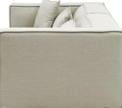 LeGer Home by Lena Gercke 3-Sitzer »PIARA, Struktur u. Leinenoptik, Sofa mit Kedernaht« schwarze Füße, bequemer Sitzkomfort