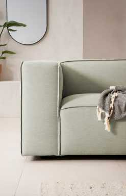 LeGer Home by Lena Gercke 3-Sitzer »PIARA, Struktur u. Leinenoptik, Sofa mit Kedernaht« schwarze Füße, bequemer Sitzkomfort