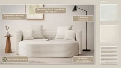 LeGer Home by Lena Gercke 2,5-Sitzer »ISALIE Bouclé, rundes Loungesofa, mit Kissen, perfekt gepolstert« moderne Stoffe, mit 4 Zierkissen, extra große Sitzfläche